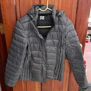 32 Degrees Charcoal Quilted Hooded Jacket